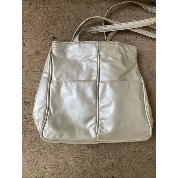 Dawli 100% Leather Cream Gold Hardware Snakeskin Shoulder Bag Purse - Picture 13 of 15